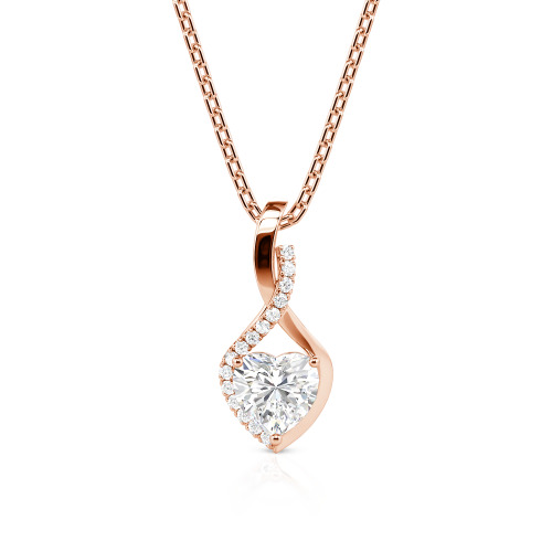 Jeulia Personalized Halo Heart Necklace with Twist Design