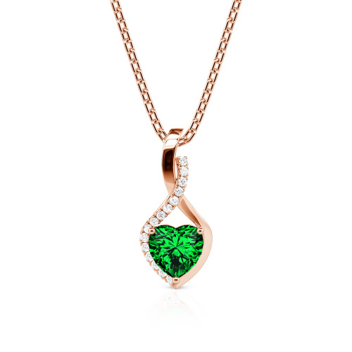 Jeulia Personalized Halo Heart Necklace with Twist Design