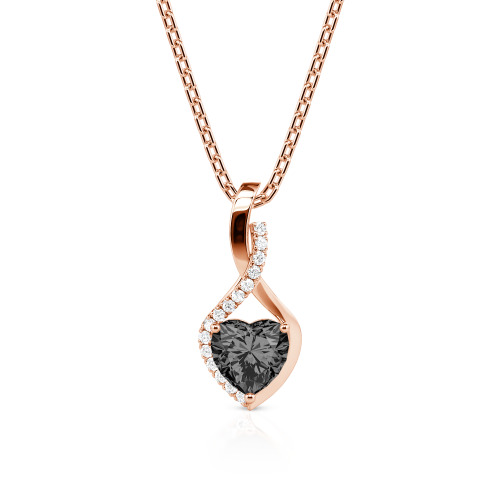 Jeulia Personalized Halo Heart Necklace with Twist Design