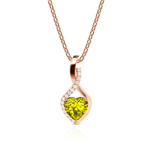 Jeulia Personalized Halo Heart Necklace with Twist Design