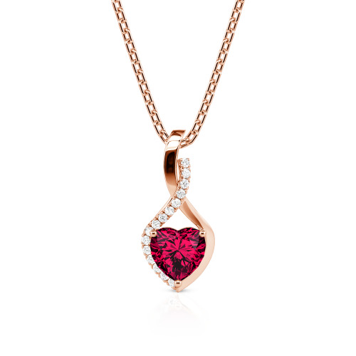 Jeulia Personalized Halo Heart Necklace with Twist Design