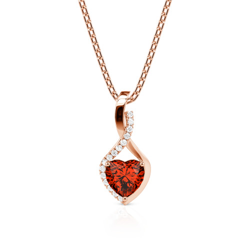 Jeulia Personalized Halo Heart Necklace with Twist Design