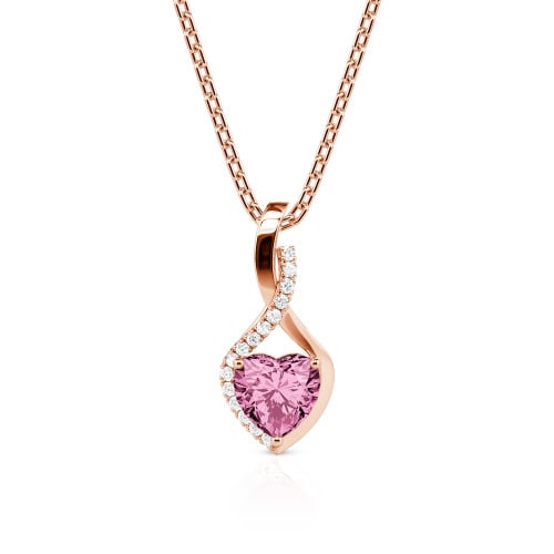 Jeulia Personalized Halo Heart Necklace with Twist Design