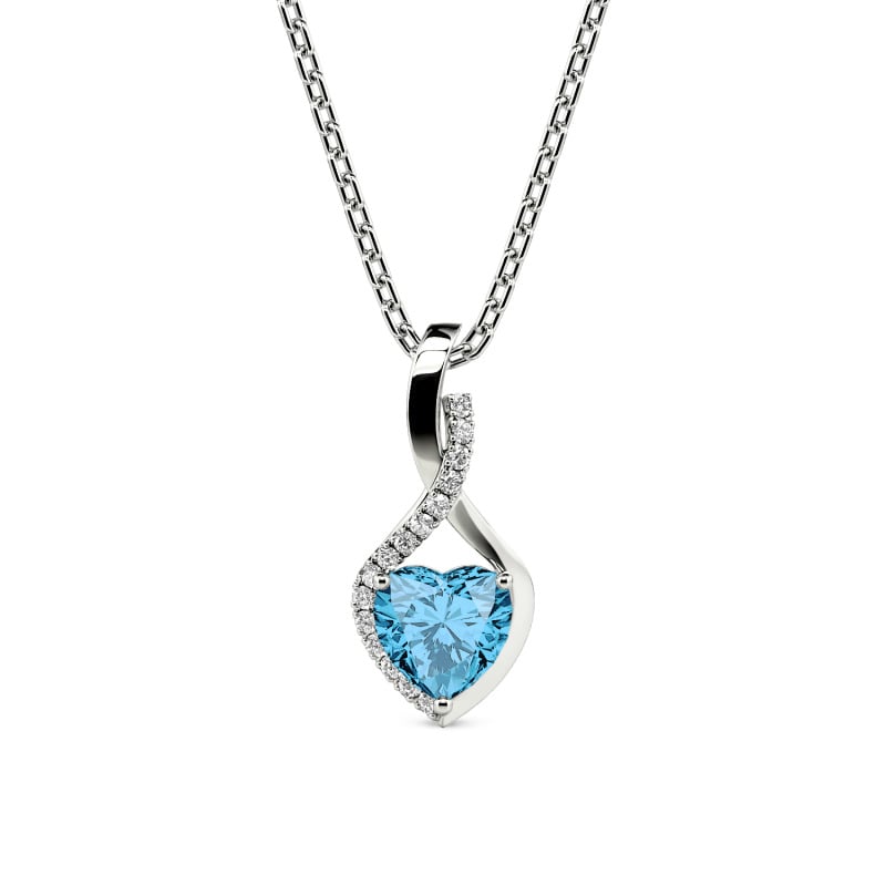 Jeulia Personalized Halo Heart Necklace with Twist Design