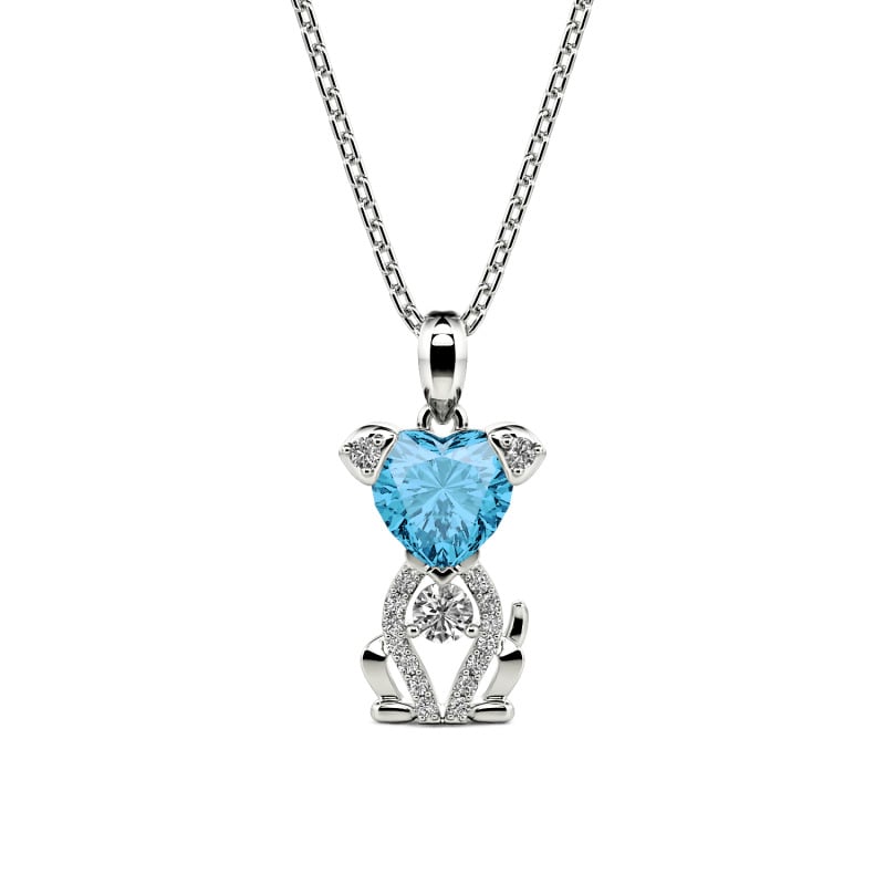 Jeulia Custom Heart Puppy Necklace Sterling Silver