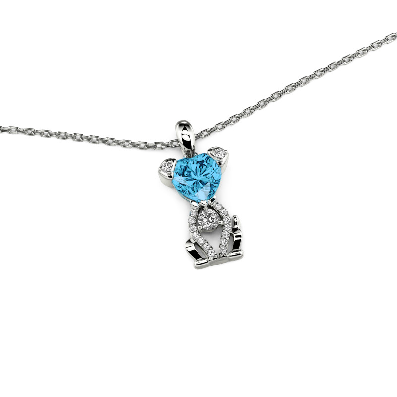 Jeulia Custom Heart Puppy Necklace Sterling Silver