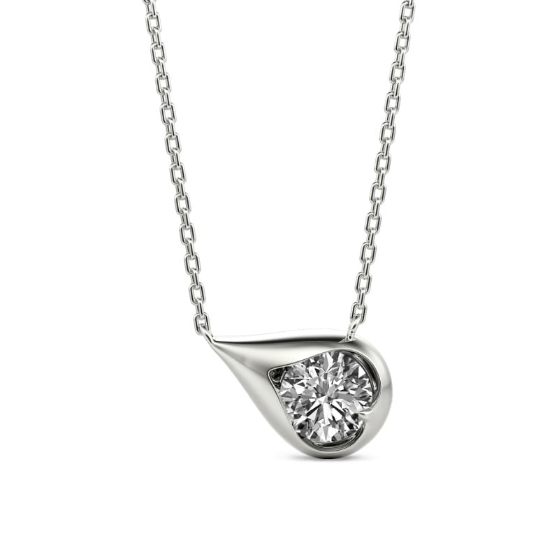 Jeulia Minimalist Custom Teardrop Necklace Sterling Silver