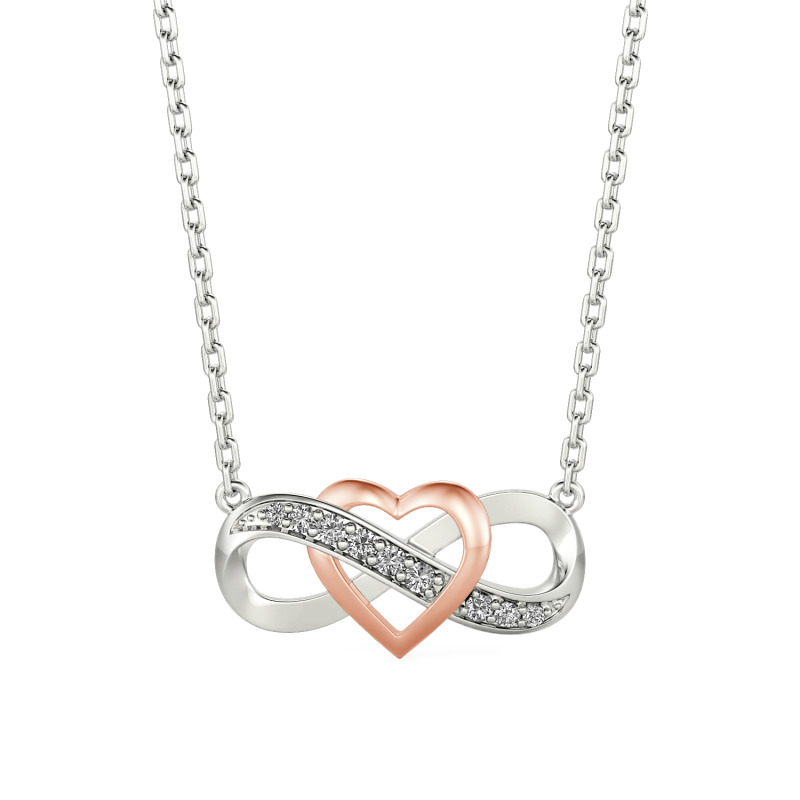 Jeulia Collier Cœur Infini Bicolore Personnalisé en Argent Sterling