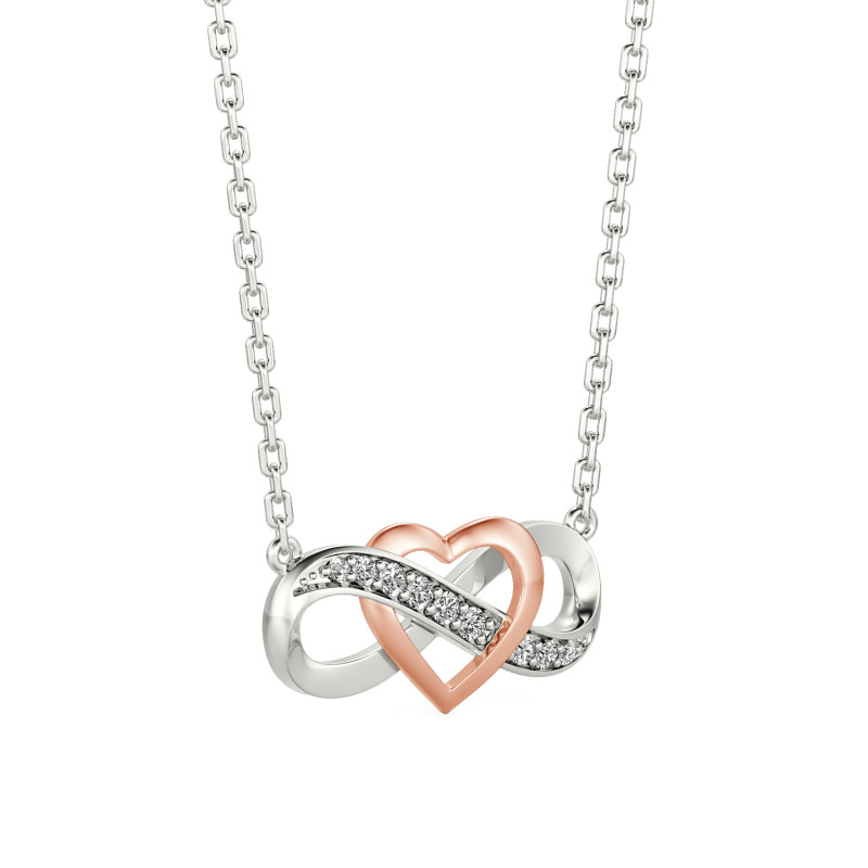 Jeulia Collier Cœur Infini Bicolore Personnalisé en Argent Sterling