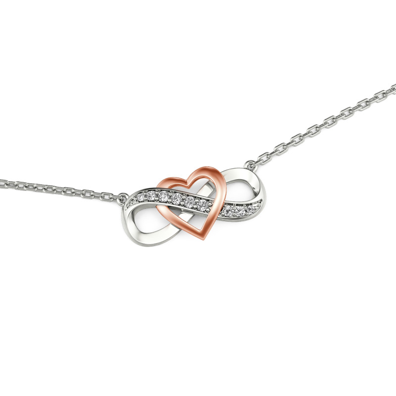 Jeulia Collier Cœur Infini Bicolore Personnalisé en Argent Sterling