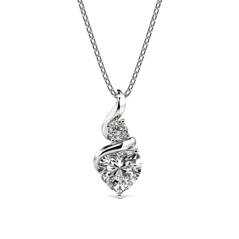 Jeulia Custom Twisted Two Stone Heart Necklace