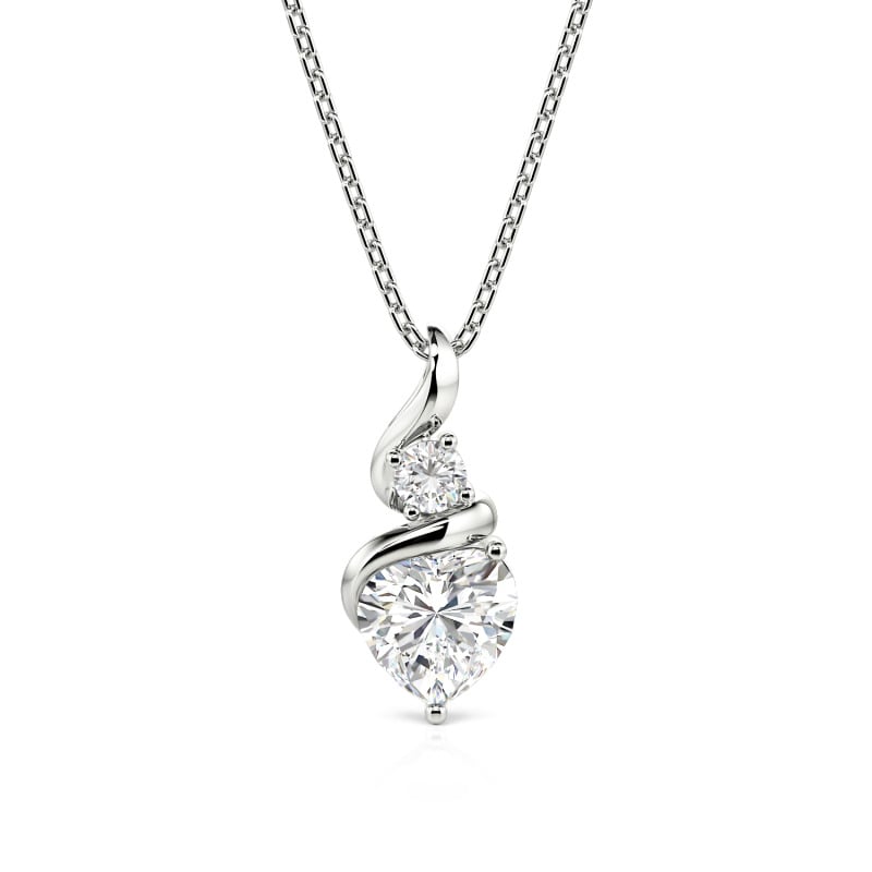 Jeulia Custom Twisted Two Stone Heart Necklace