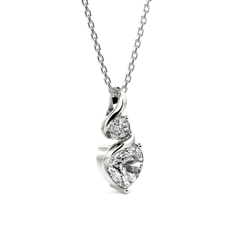 Jeulia Custom Twisted Two Stone Heart Necklace