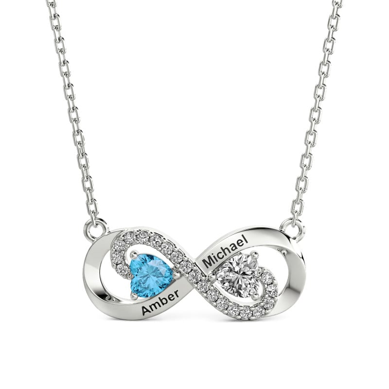 Jeulia Custom Engraved Double Infinity Heart Necklace