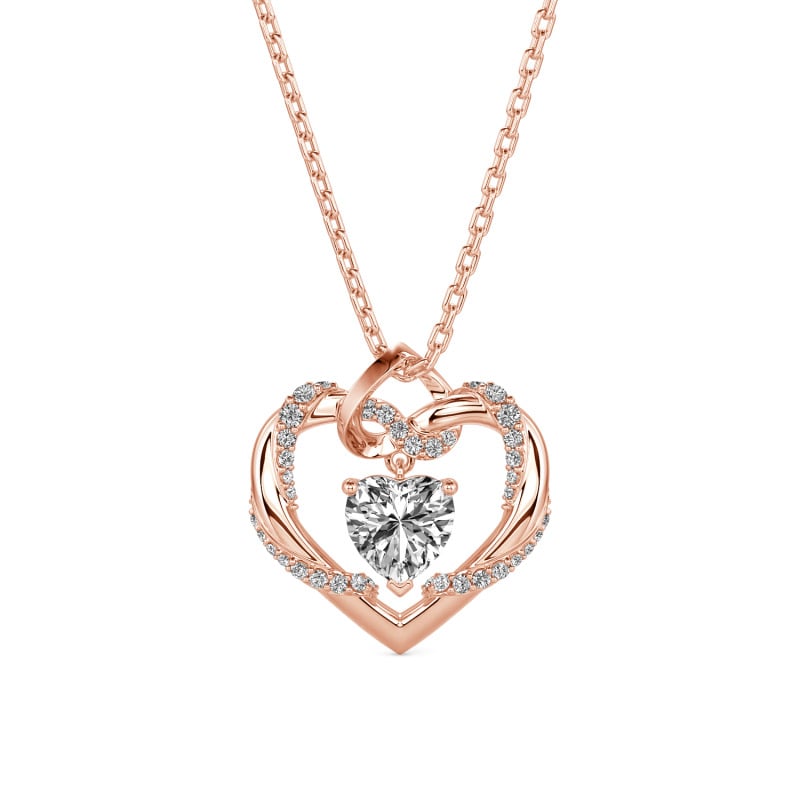 Jeulia Custom Twisted Infinity Heart Necklace with Pave Accent