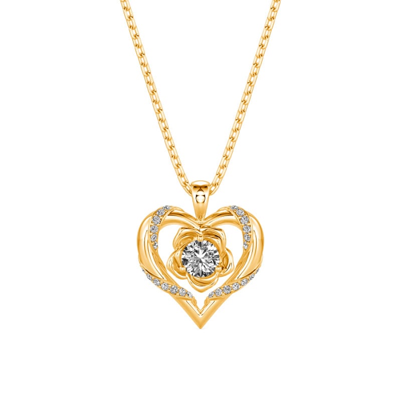Jeulia Custom Classic Round Cut Heart Rose Necklace