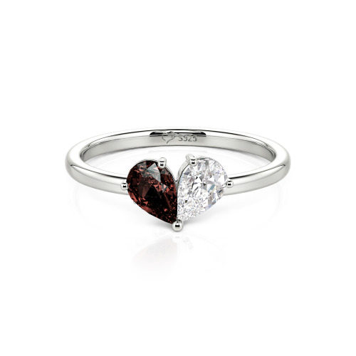 Jeulia Simple Pear Cut Heart Shape Sterling Silver Ring