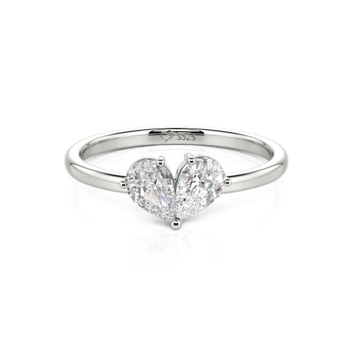 Jeulia Simple Pear Cut Heart Shape Sterling Silver Ring