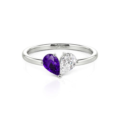 Jeulia Simple Pear Cut Heart Shape Sterling Silver Ring
