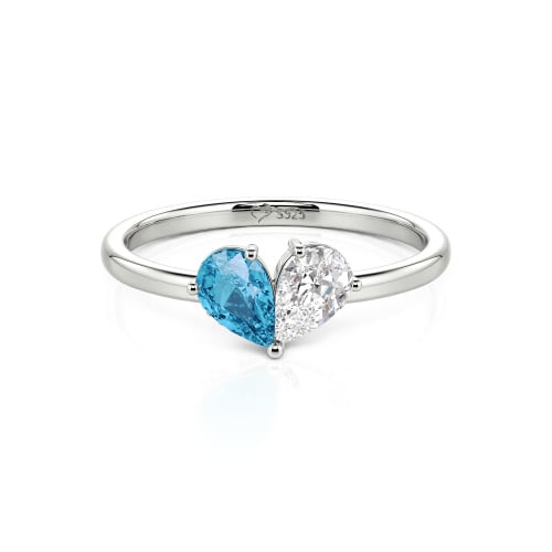 Jeulia Simple Pear Cut Heart Shape Sterling Silver Ring
