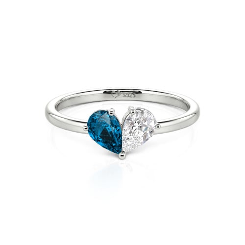 Jeulia Simple Pear Cut Heart Shape Sterling Silver Ring