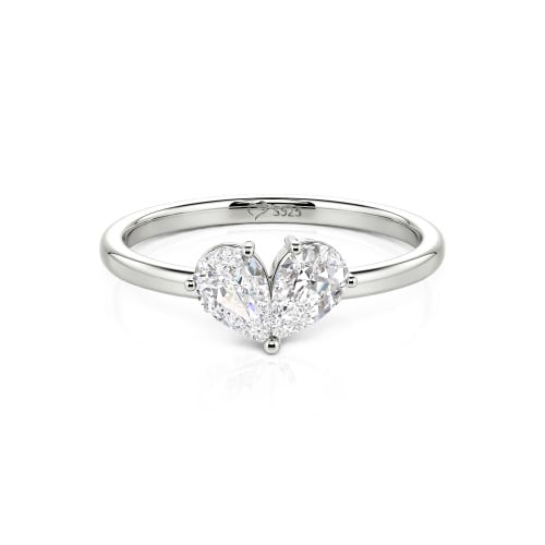 Jeulia Simple Pear Cut Heart Shape Sterling Silver Ring