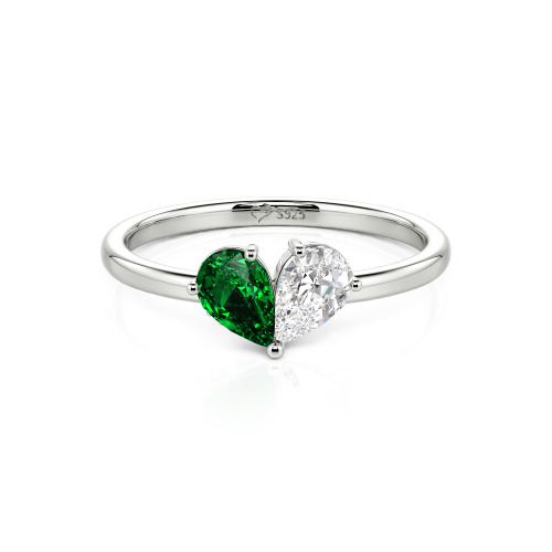 Jeulia Simple Pear Cut Heart Shape Sterling Silver Ring