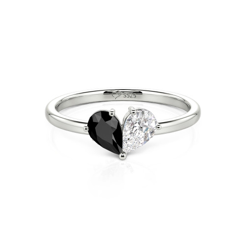 Jeulia Simple Pear Cut Heart Shape Sterling Silver Ring