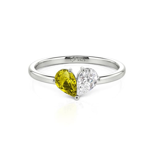 Jeulia Simple Pear Cut Heart Shape Sterling Silver Ring
