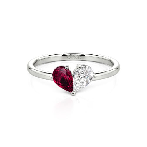 Jeulia Simple Pear Cut Heart Shape Sterling Silver Ring