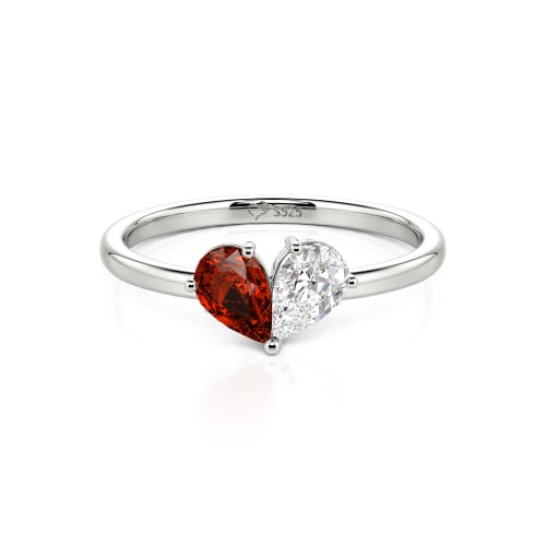 Jeulia Simple Pear Cut Heart Shape Sterling Silver Ring