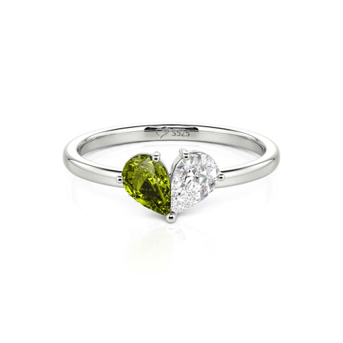 Jeulia Simple Pear Cut Heart Shape Sterling Silver Ring