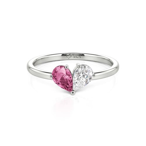 Jeulia Simple Pear Cut Heart Shape Sterling Silver Ring