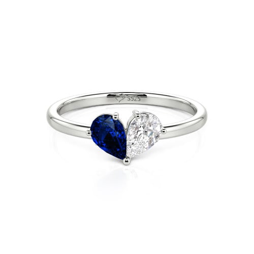 Jeulia Simple Pear Cut Heart Shape Sterling Silver Ring