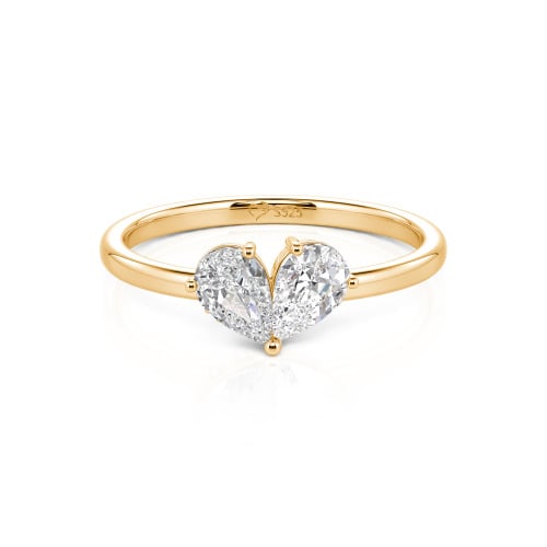Jeulia Simple Pear Cut Heart Shape Sterling Silver Ring