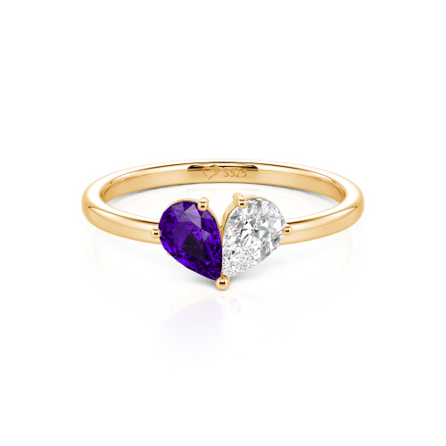 Jeulia Simple Pear Cut Heart Shape Sterling Silver Ring