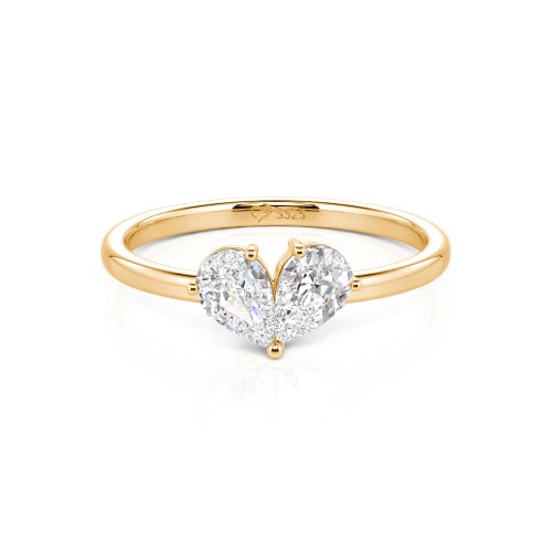 Jeulia Simple Pear Cut Heart Shape Sterling Silver Ring