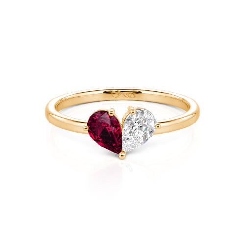 Jeulia Simple Pear Cut Heart Shape Sterling Silver Ring