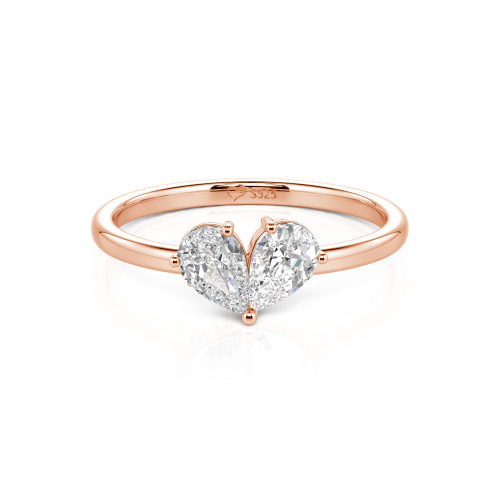Jeulia Simple Pear Cut Heart Shape Sterling Silver Ring