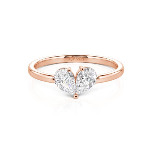 Jeulia Simple Pear Cut Heart Shape Sterling Silver Ring