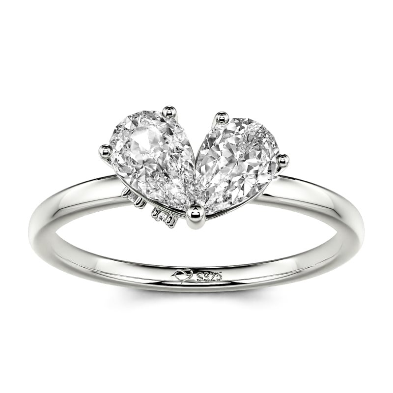 Jeulia Simple Pear Cut Heart Shape Sterling Silver Ring