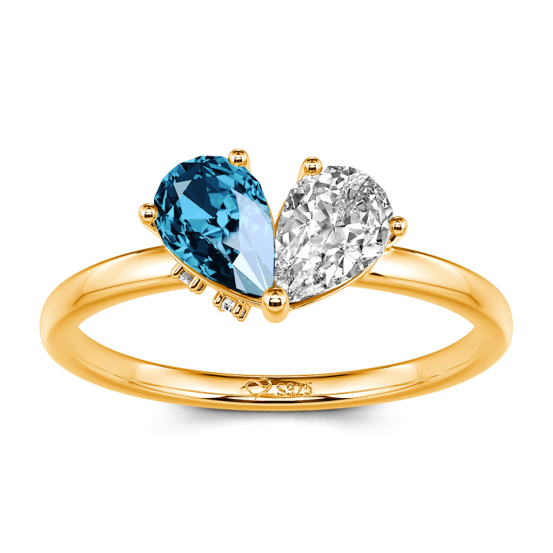 Jeulia Schlicht Birnenschliff Herzform Sterling Silber Ring