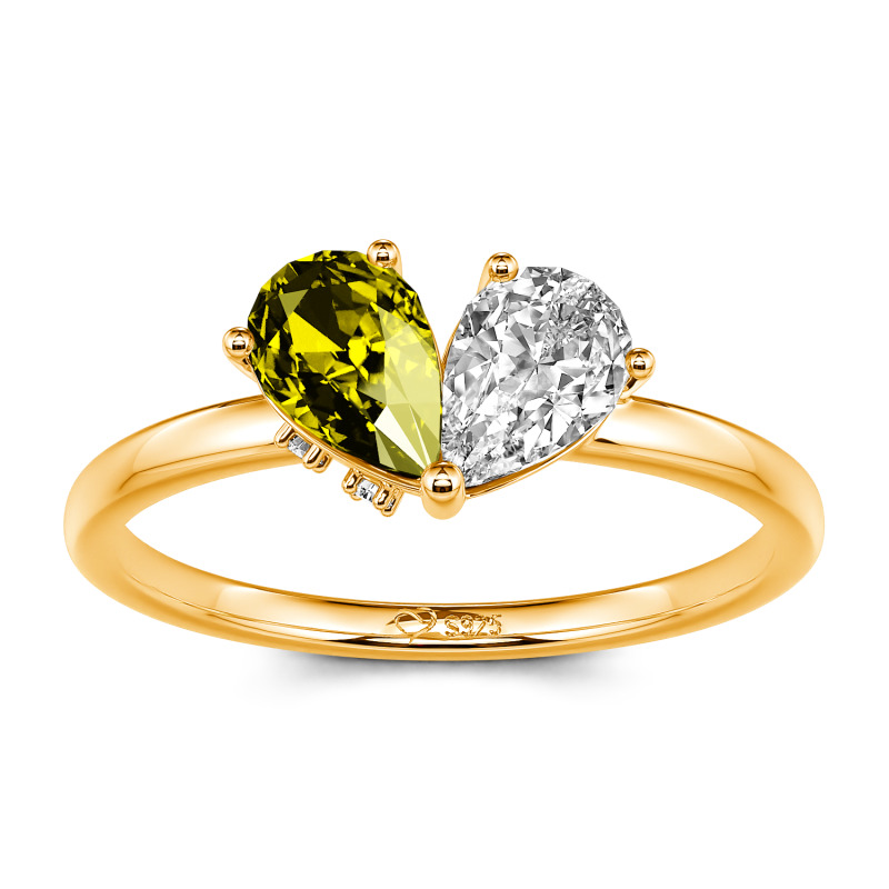 Jeulia Simple Pear Cut Heart Shape Sterling Silver Ring