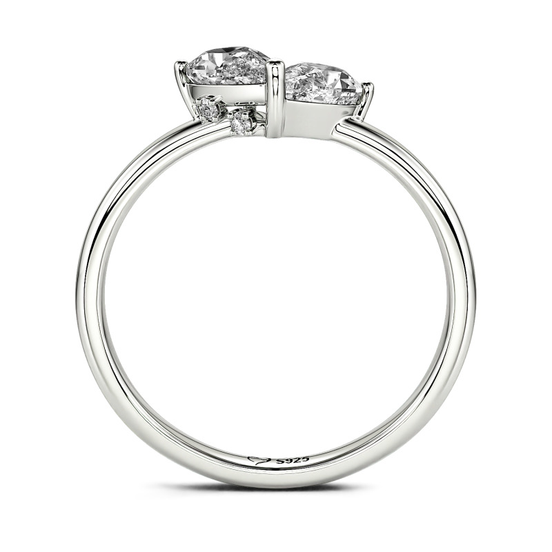 Jeulia Simple Pear Cut Heart Shape Sterling Silver Ring