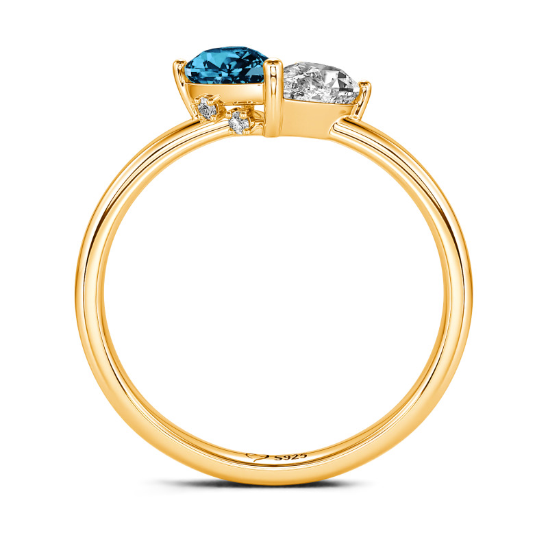 Jeulia Schlicht Birnenschliff Herzform Sterling Silber Ring