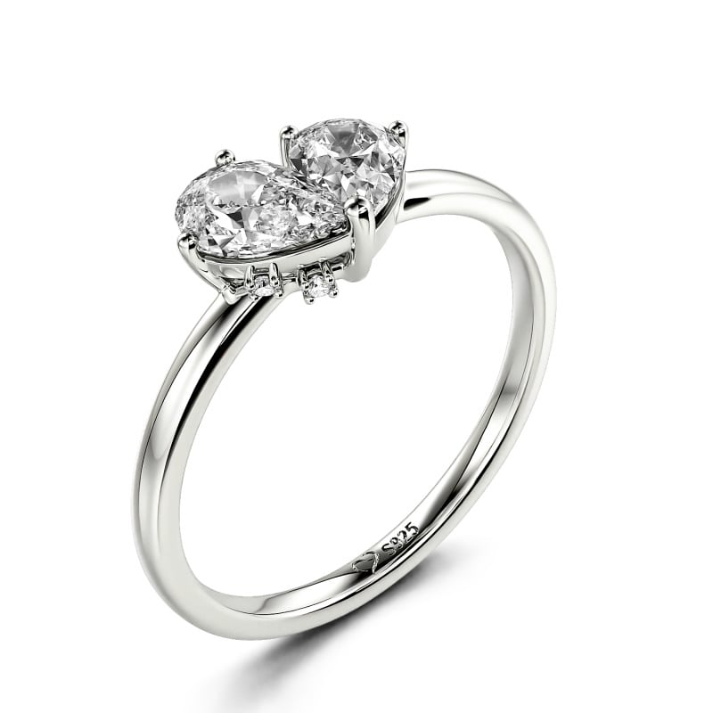 Jeulia Simple Pear Cut Heart Shape Sterling Silver Ring