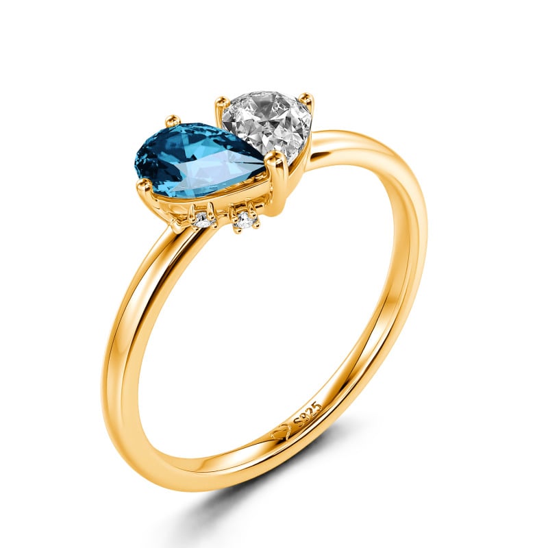 Jeulia Schlicht Birnenschliff Herzform Sterling Silber Ring