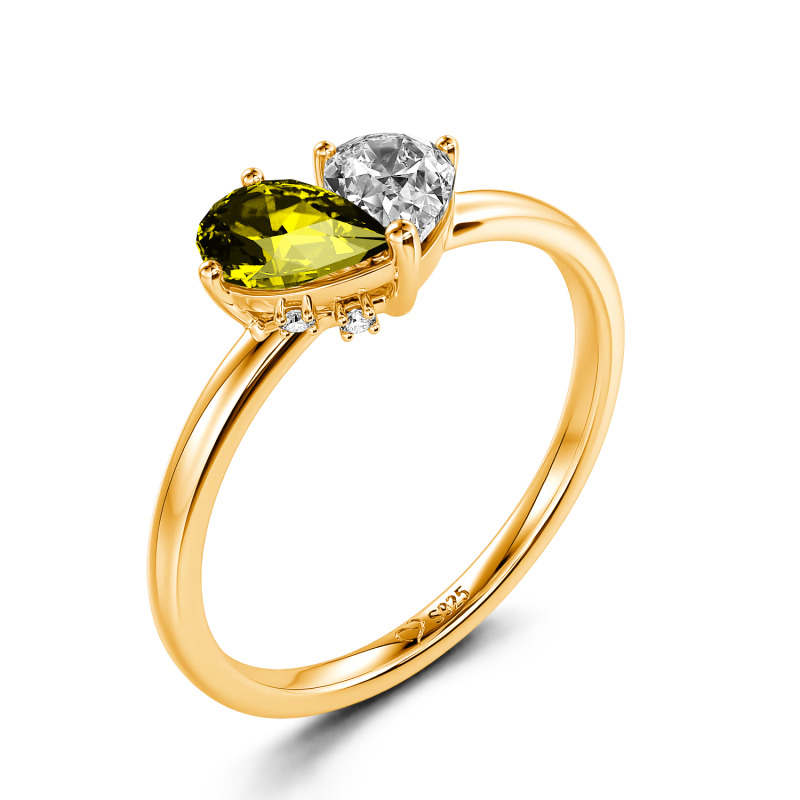 Jeulia Simple Pear Cut Heart Shape Sterling Silver Ring