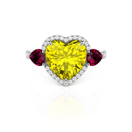 Jeulia Three Stone Halo Heart Cut Sterling Silver Ring