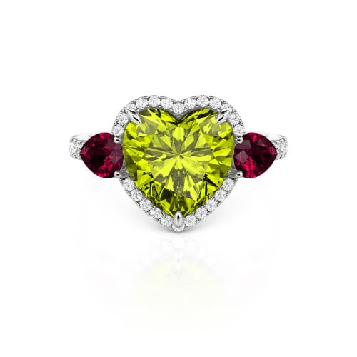 Jeulia Three Stone Halo Heart Cut Sterling Silver Ring